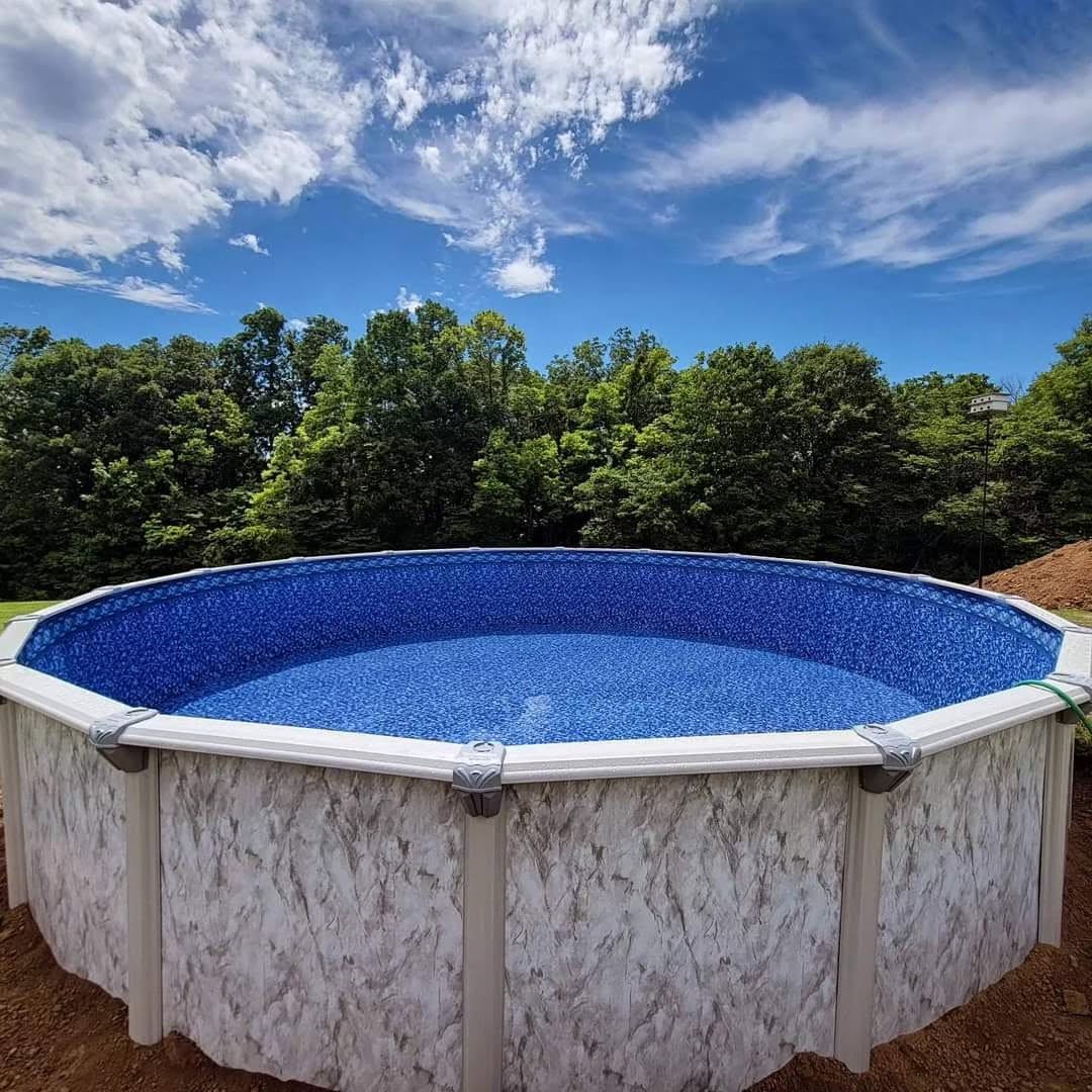 Above-ground swimming pool installation shared by Hot Tub Wholesaler